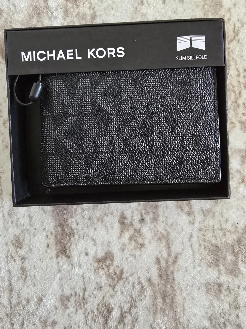 Michael Kors Black Textured Signature Slim Billfold Money Clip